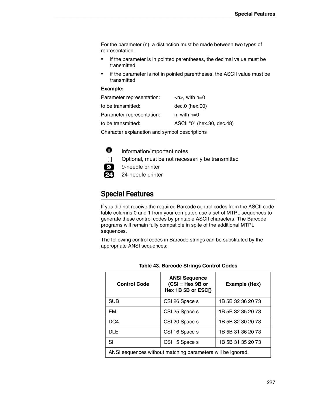 Tally Genicom 6600 manual Special Features 