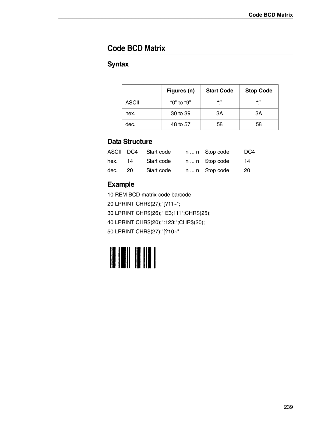 Tally Genicom 6600 manual Code BCD Matrix 