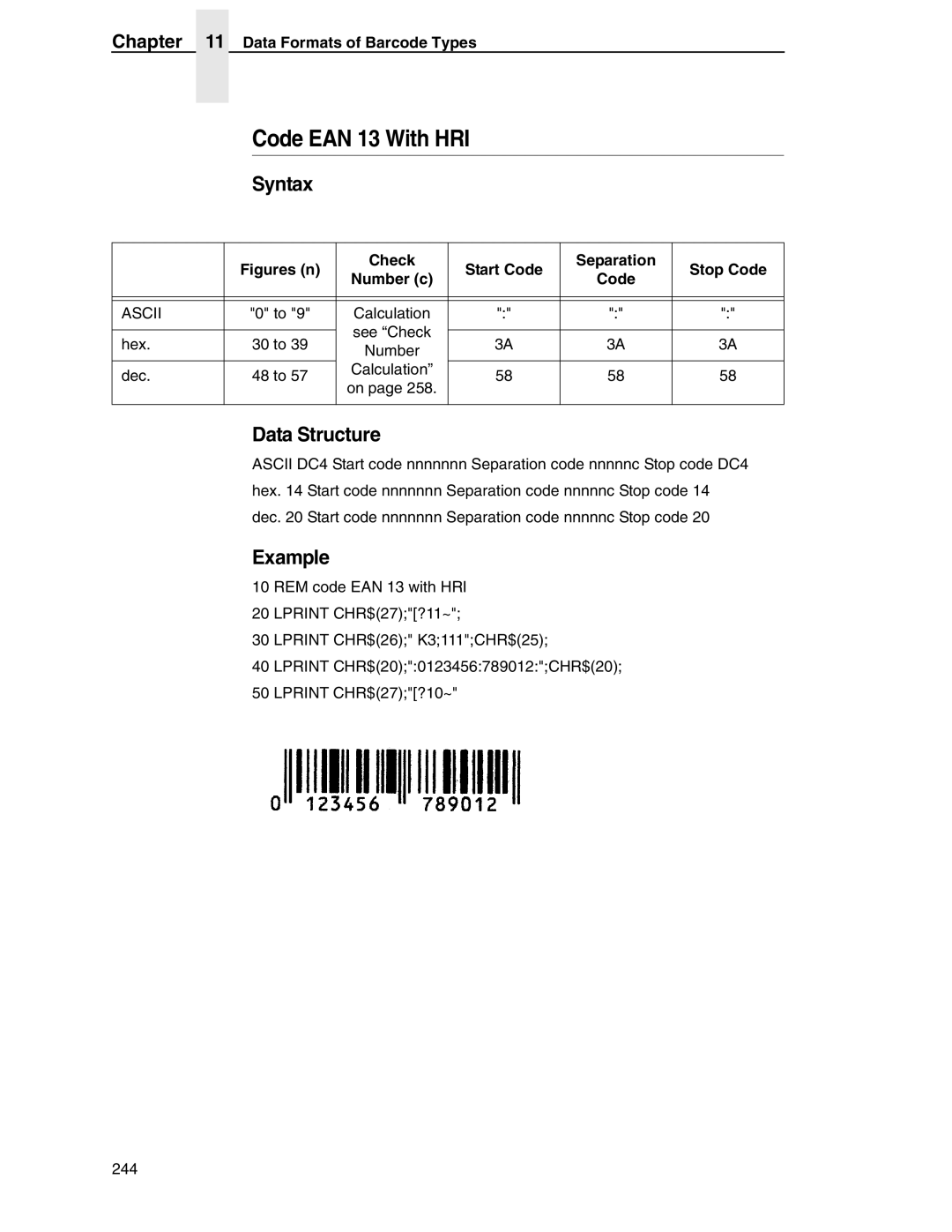 Tally Genicom 6600 manual Code EAN 13 With HRI 