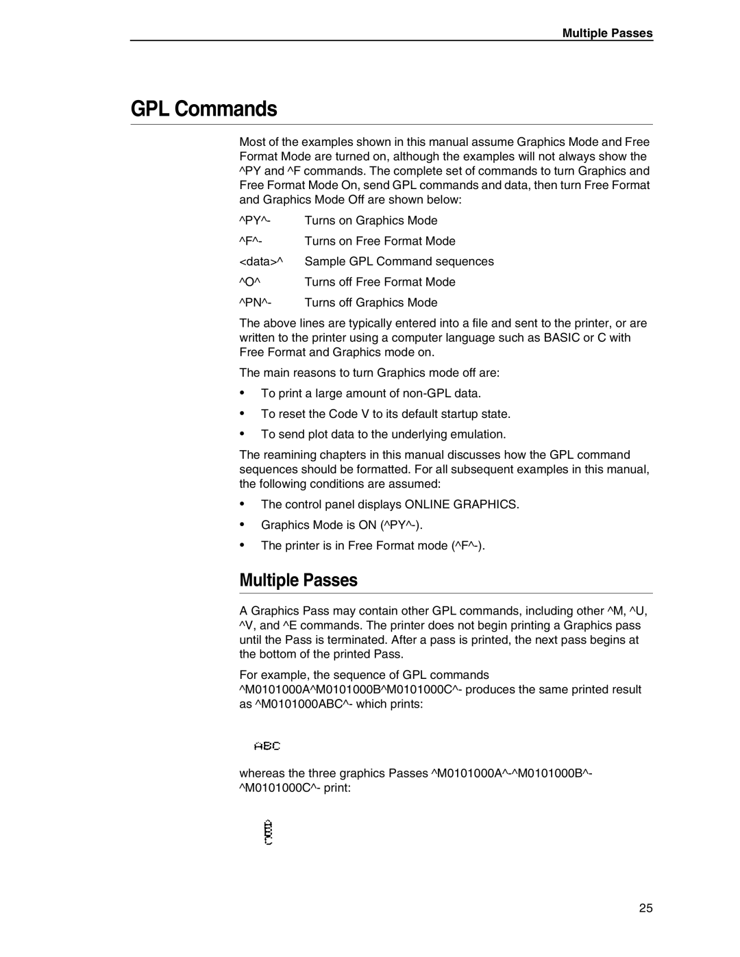 Tally Genicom 6600 manual GPL Commands, Multiple Passes 