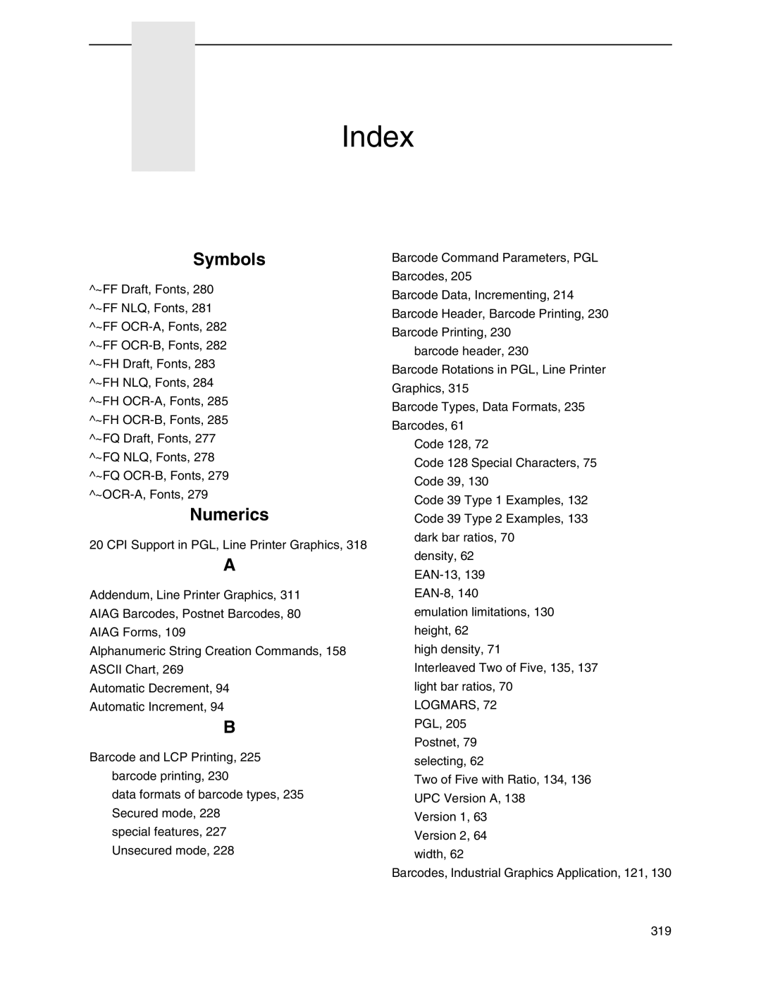 Tally Genicom 6600 manual Index 