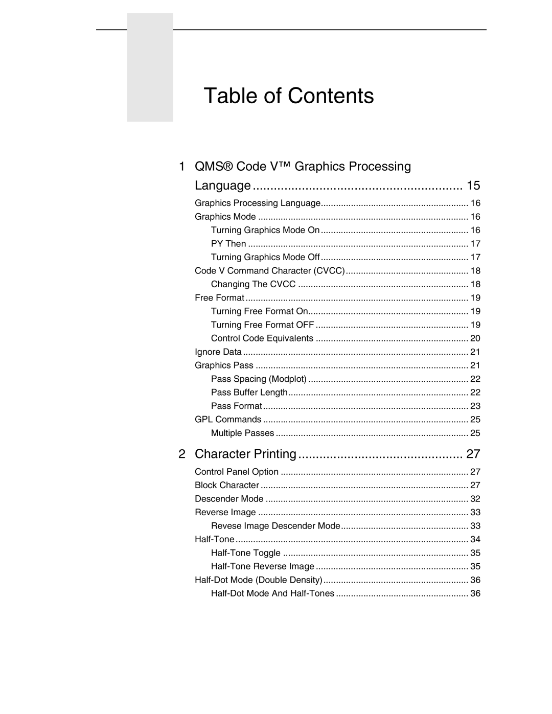 Tally Genicom 6600 manual Table of Contents 