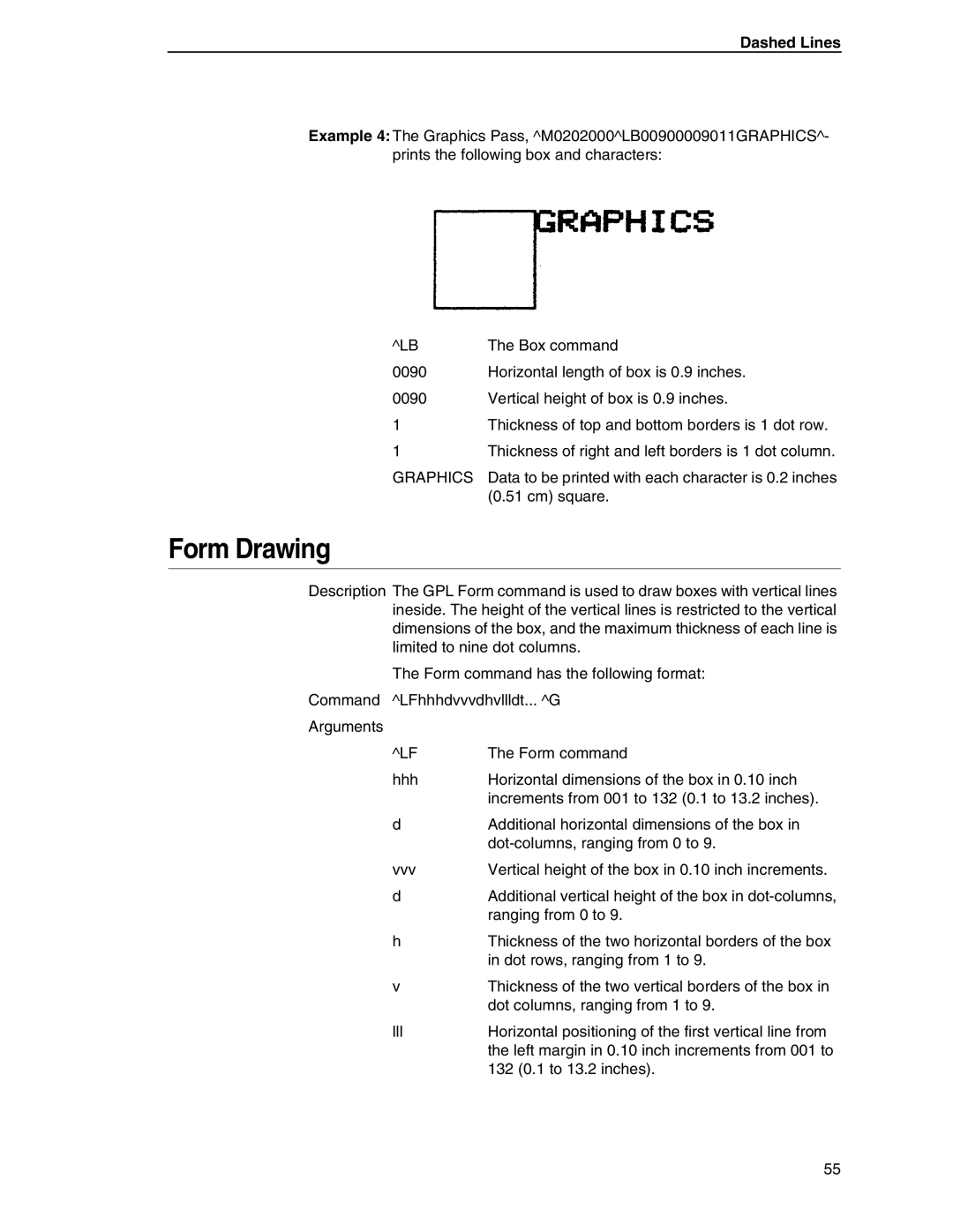 Tally Genicom 6600 manual Form Drawing, Graphics 