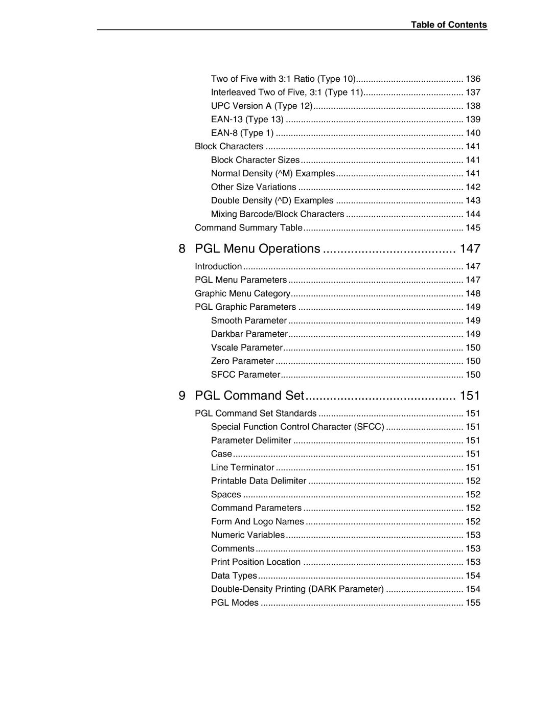 Tally Genicom 6600 manual PGL Menu Operations 