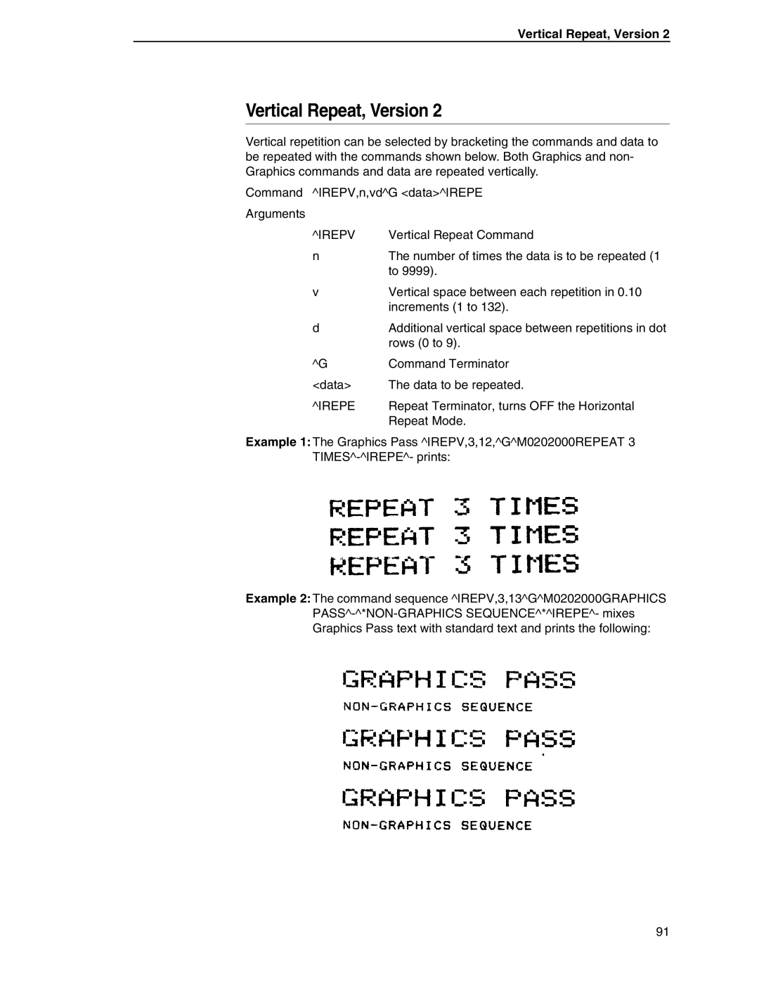 Tally Genicom 6600 manual Vertical Repeat, Version, Irepv 