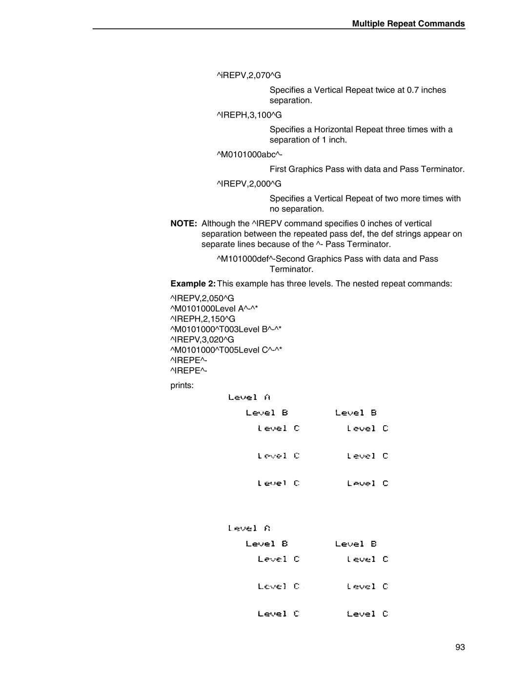 Tally Genicom 6600 manual Multiple Repeat Commands 