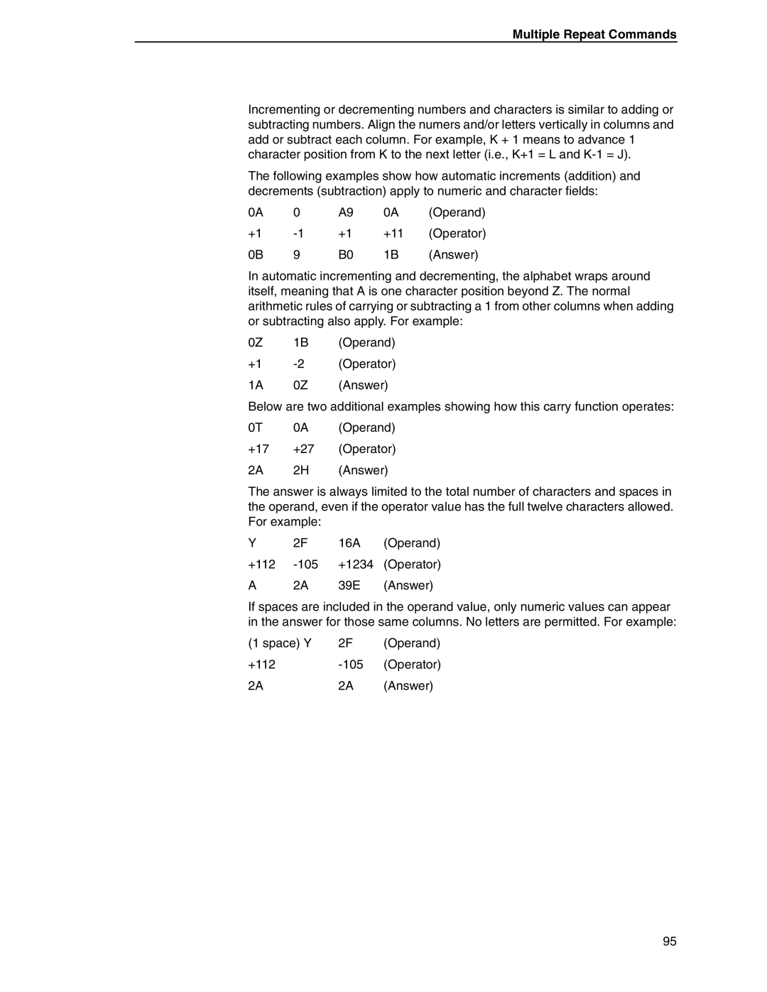 Tally Genicom 6600 manual Multiple Repeat Commands 