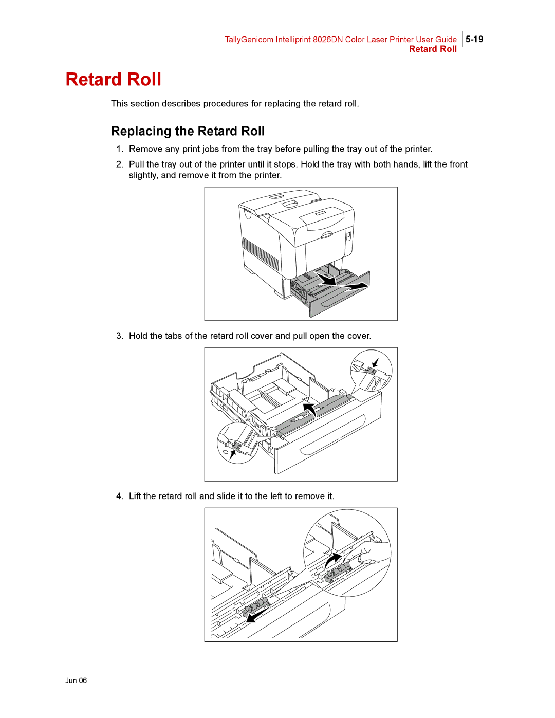 Tally Genicom 8026DN manual Replacing the Retard Roll 