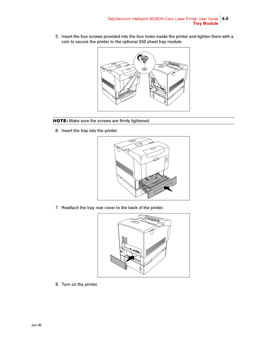 Tally Genicom 8026DN manual Tray Module 