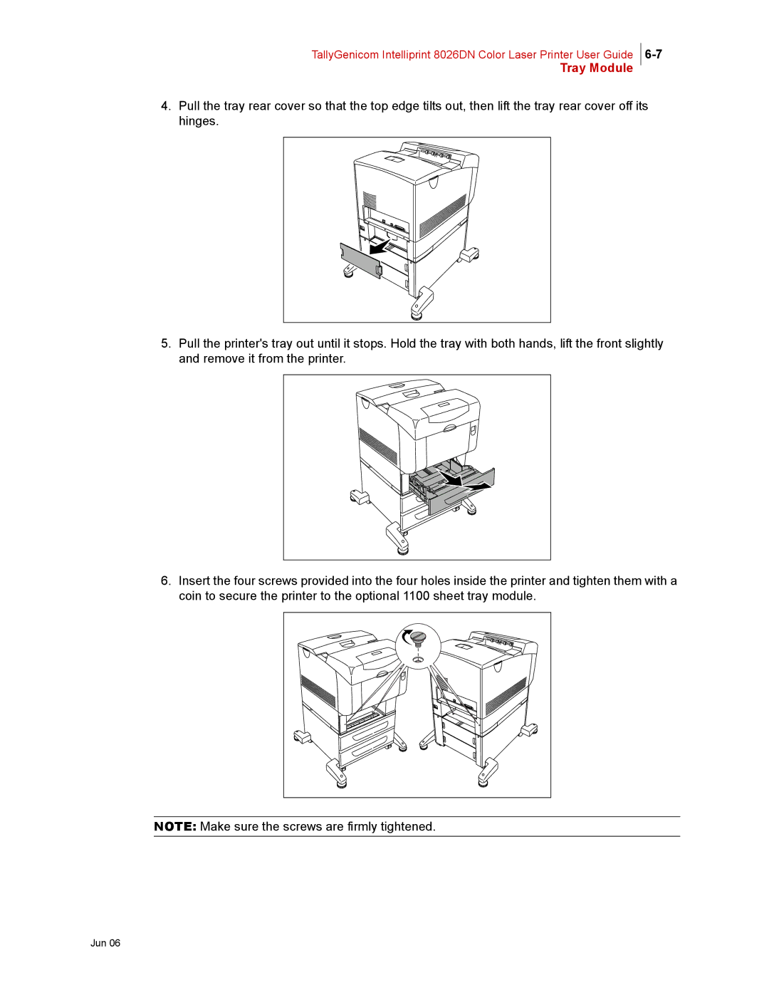 Tally Genicom 8026DN manual Tray Module 