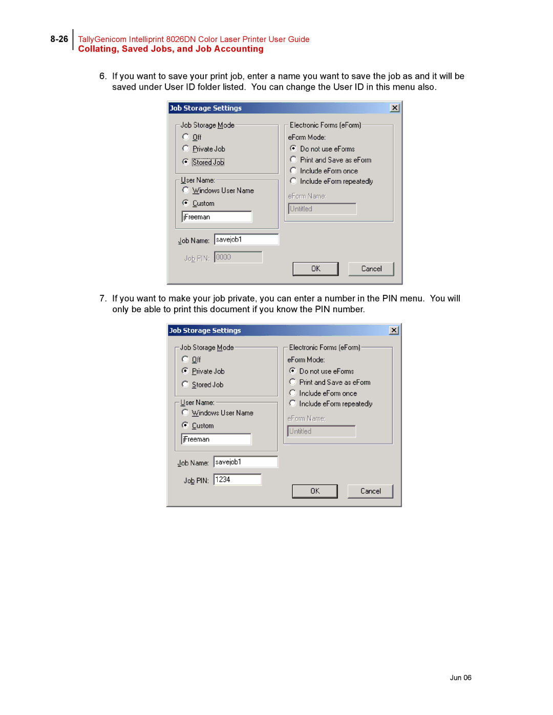 Tally Genicom 8026DN manual Collating, Saved Jobs, and Job Accounting 