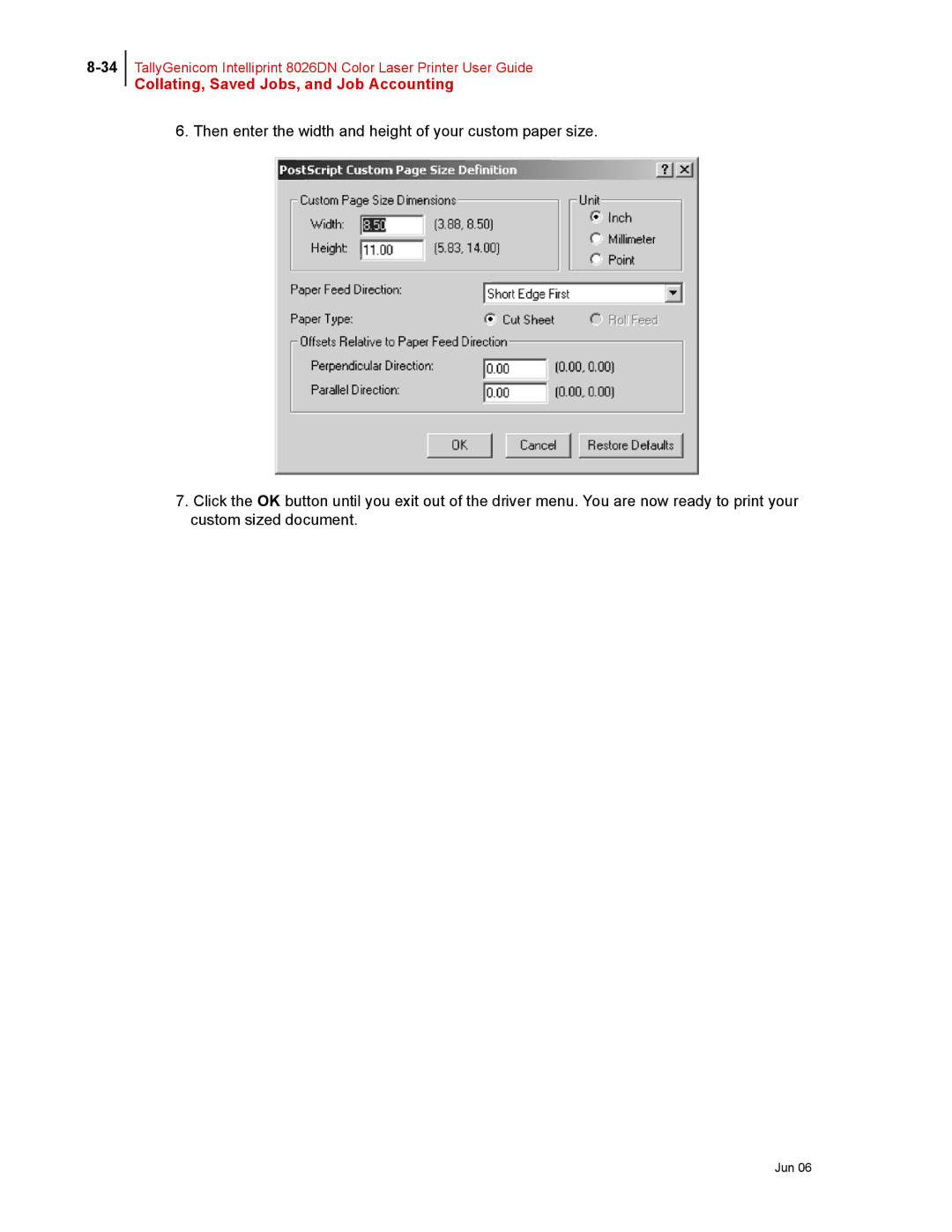 Tally Genicom 8026DN manual Collating, Saved Jobs, and Job Accounting 