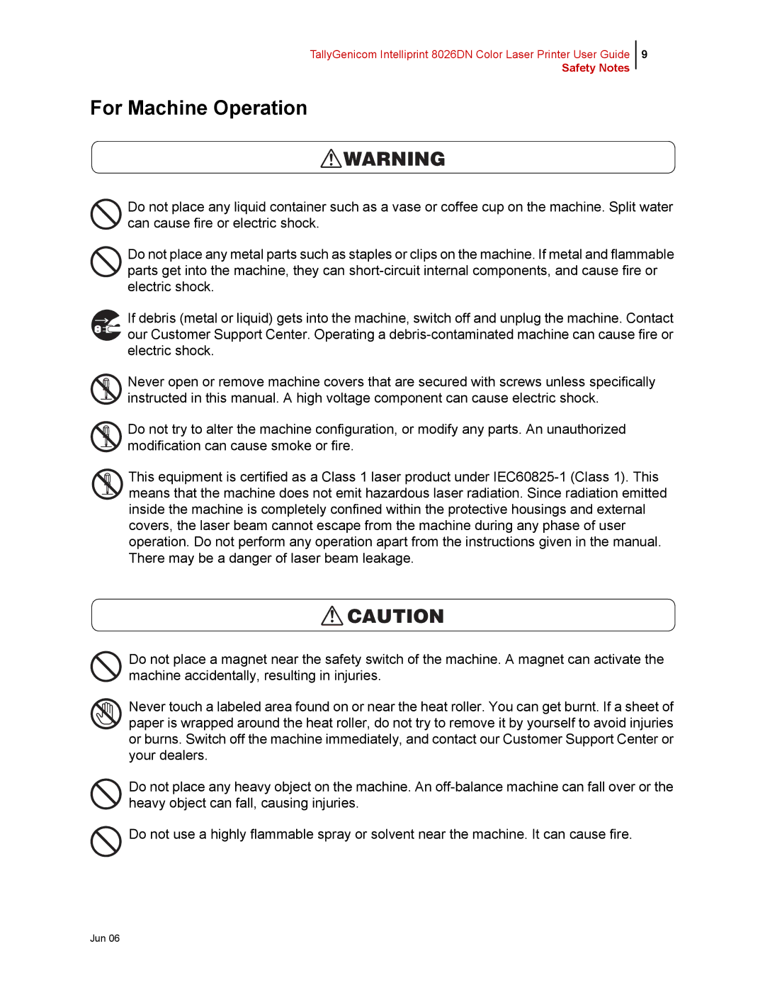 Tally Genicom 8026DN manual For Machine Operation 