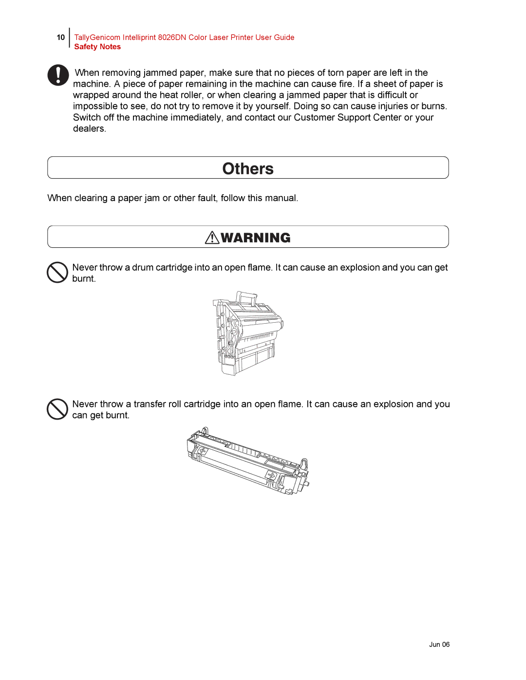 Tally Genicom 8026DN manual Safety Notes 