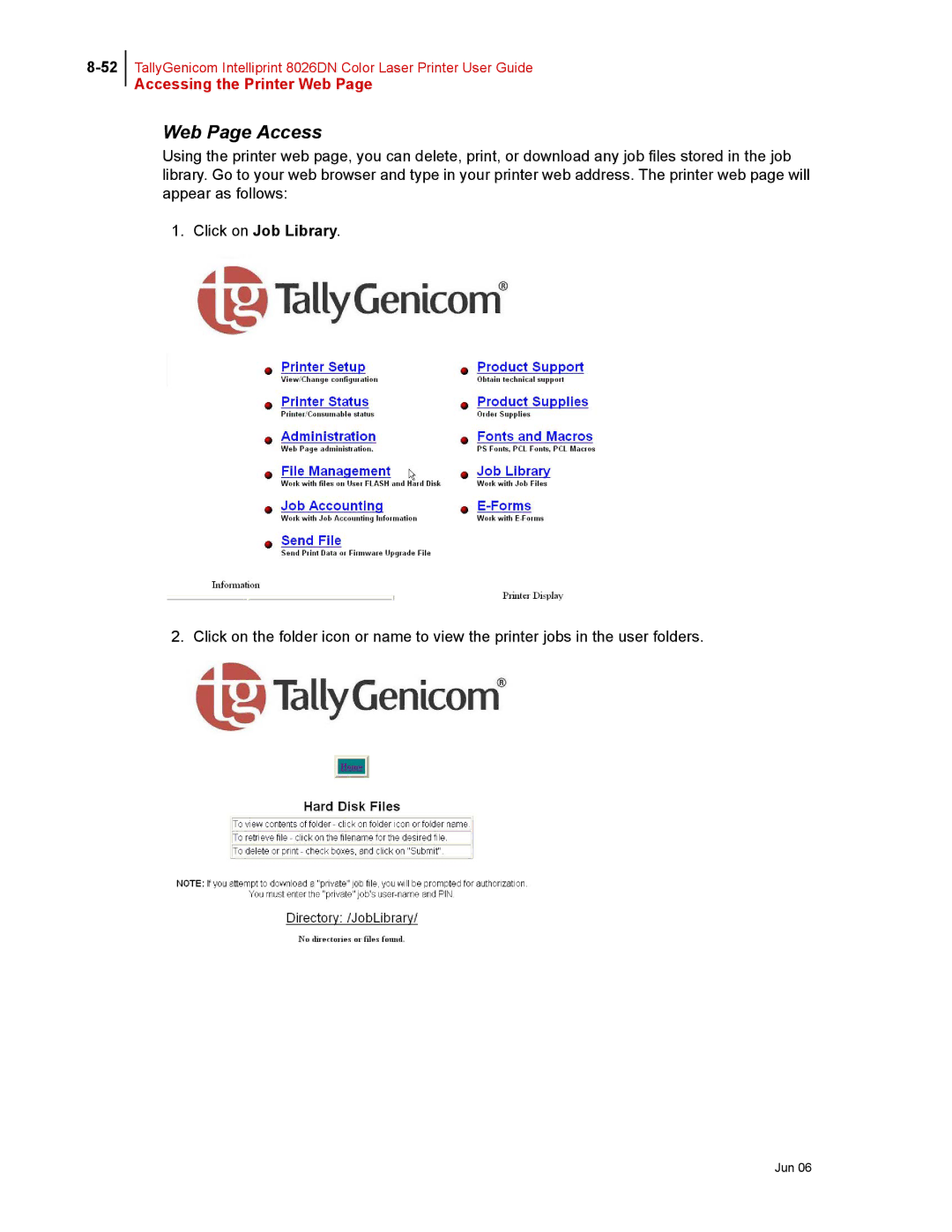 Tally Genicom 8026DN manual Click on Job Library 