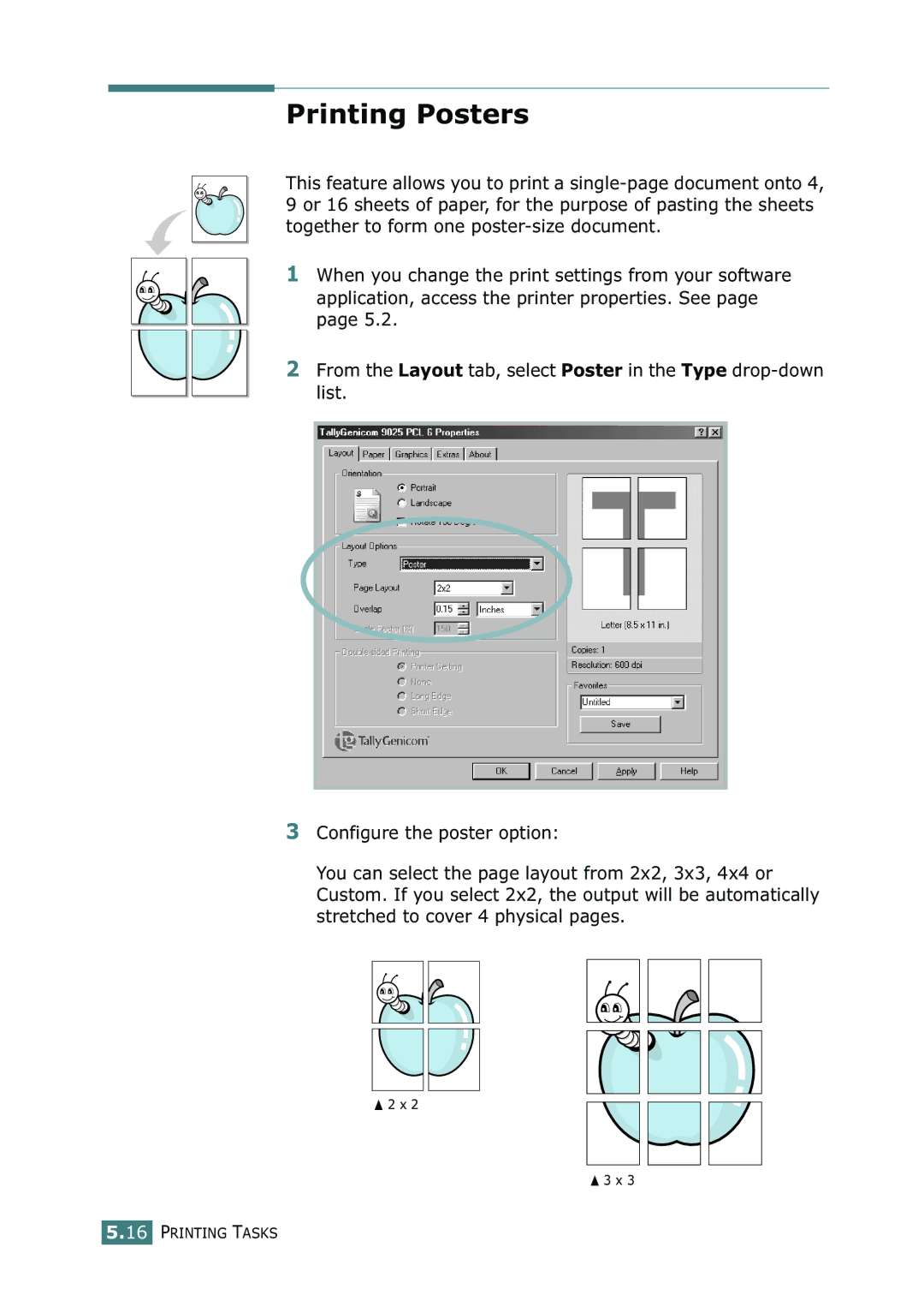 Tally Genicom 9025N manual Printing Posters 