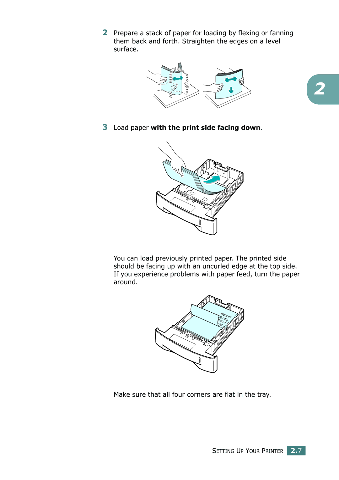 Tally Genicom 9025N manual Load paper with the print side facing down 