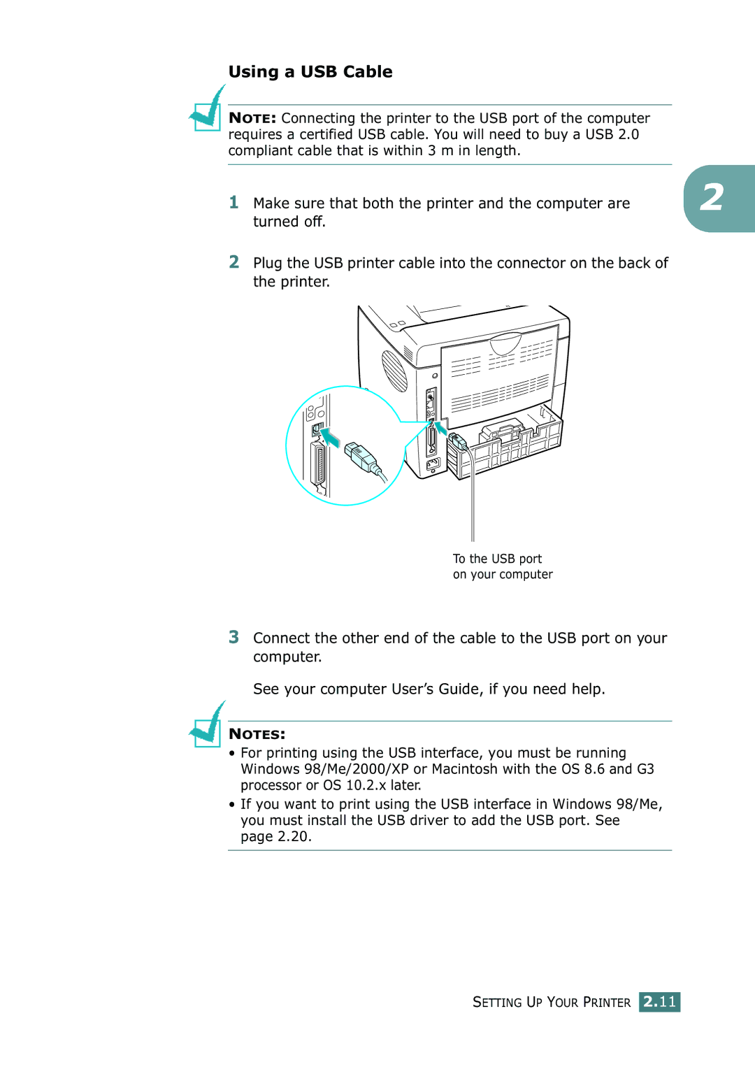 Tally Genicom 9025N manual Using a USB Cable 