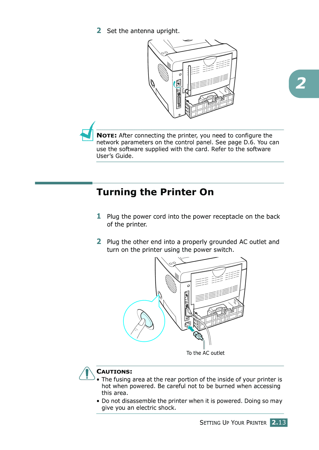 Tally Genicom 9025N manual Turning the Printer On, Set the antenna upright 