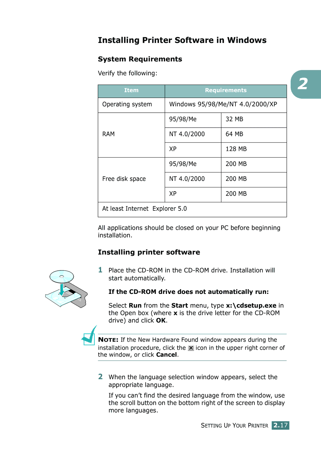 Tally Genicom 9025N manual Installing Printer Software in Windows, System Requirements, Installing printer software 