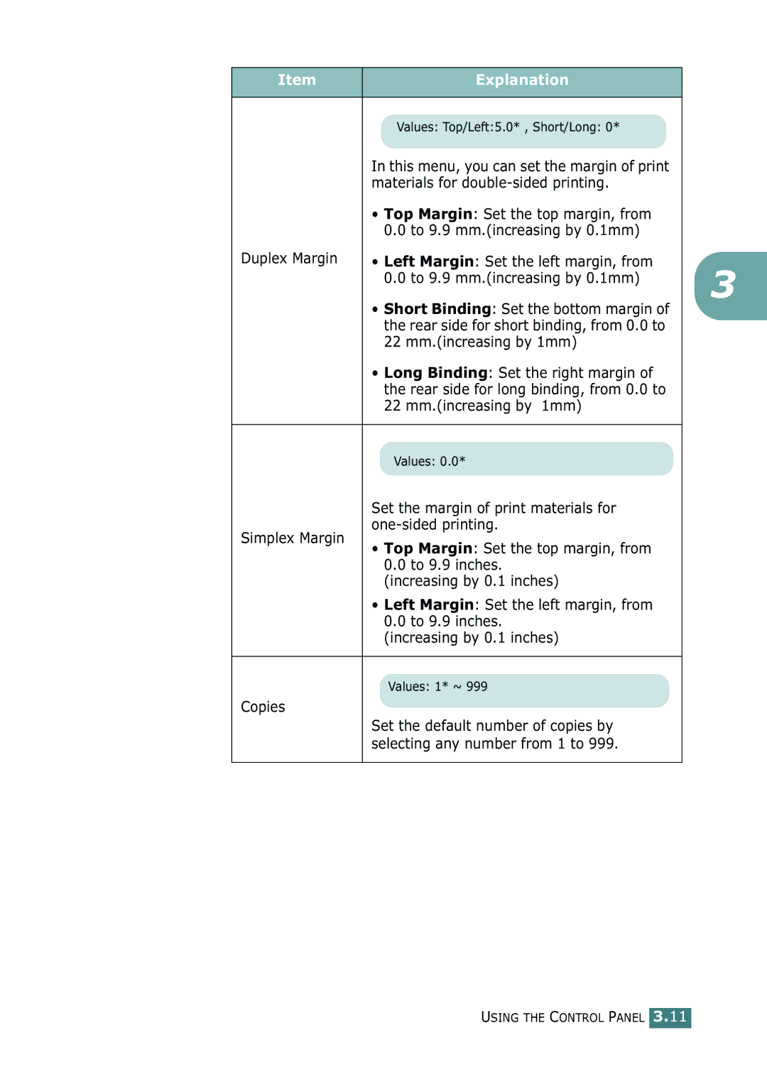 Tally Genicom 9025N Materials for double-sided printing, Top Margin Set the top margin, from, 22 mm.increasing by 1mm 