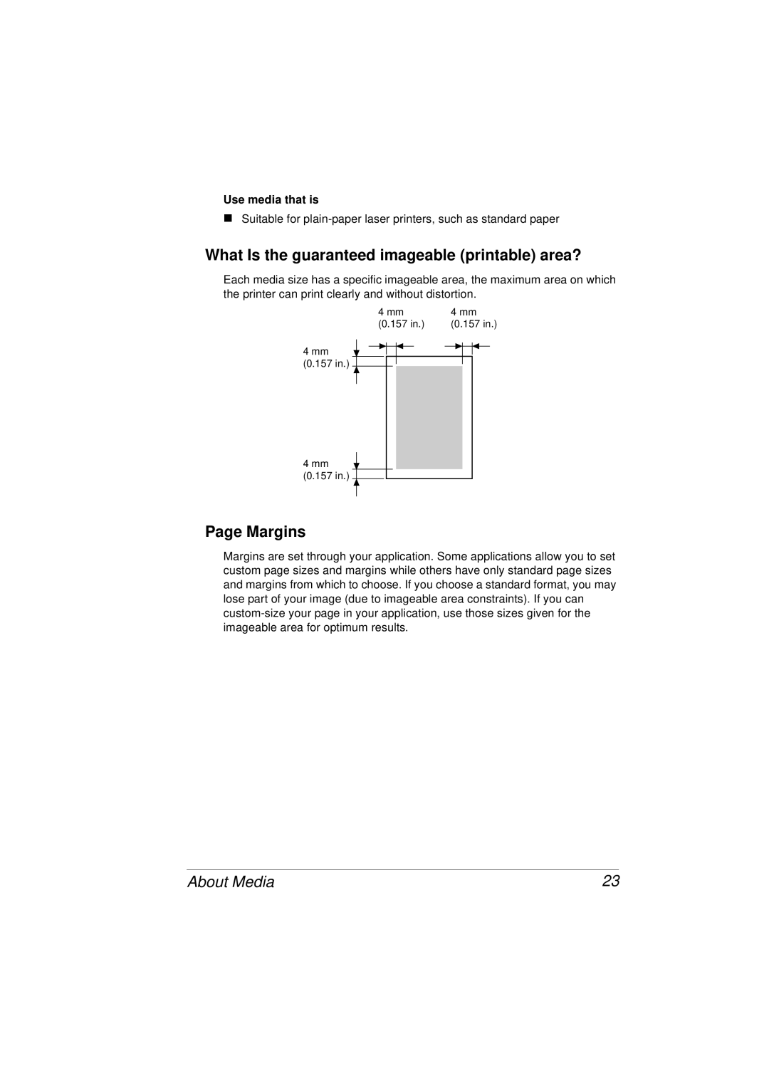 Tally Genicom 9316 manual What Is the guaranteed imageable printable area?, Margins, Use media that is 