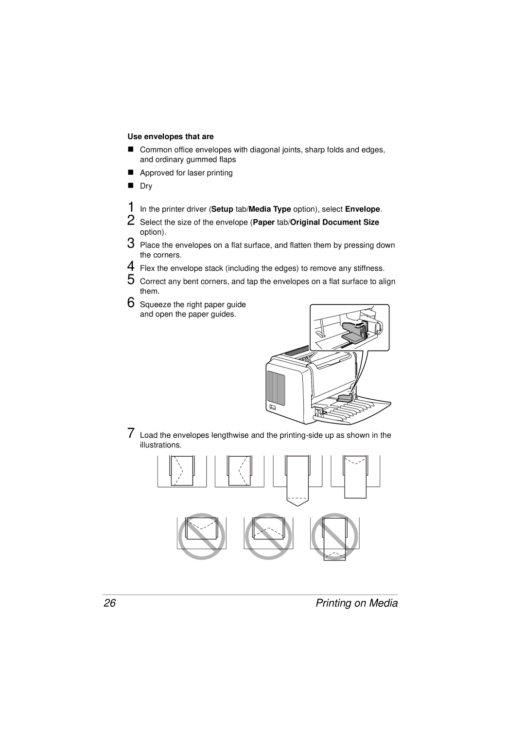 Tally Genicom 9316 manual Printing on Media, Use envelopes that are 