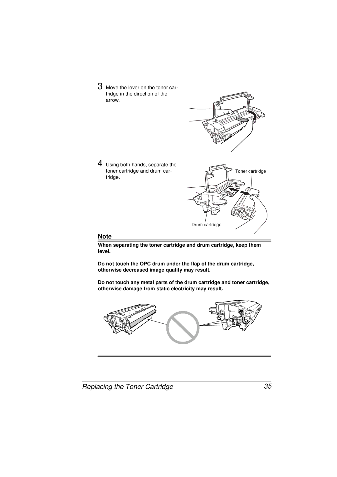 Tally Genicom 9316 manual Replacing the Toner Cartridge 