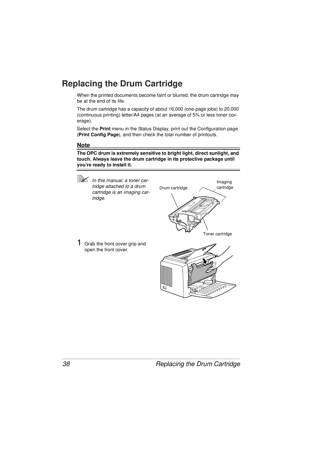 Tally Genicom 9316 manual Replacing the Drum Cartridge 