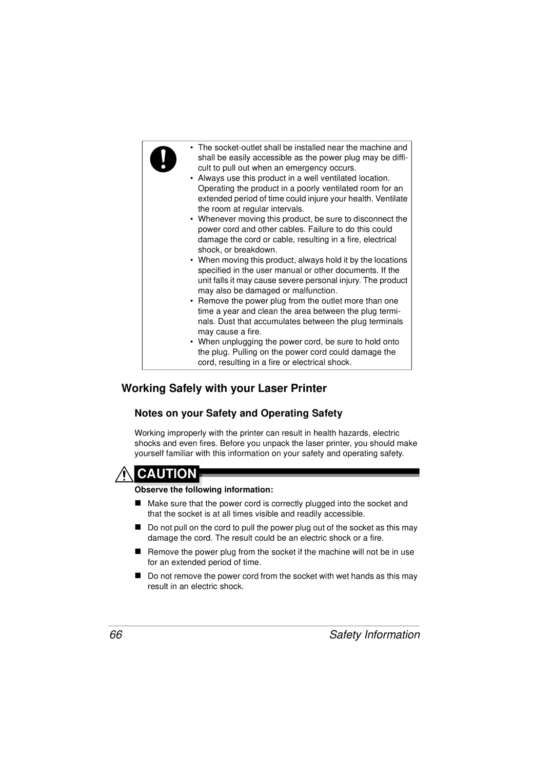 Tally Genicom 9316 manual Working Safely with your Laser Printer, Observe the following information 