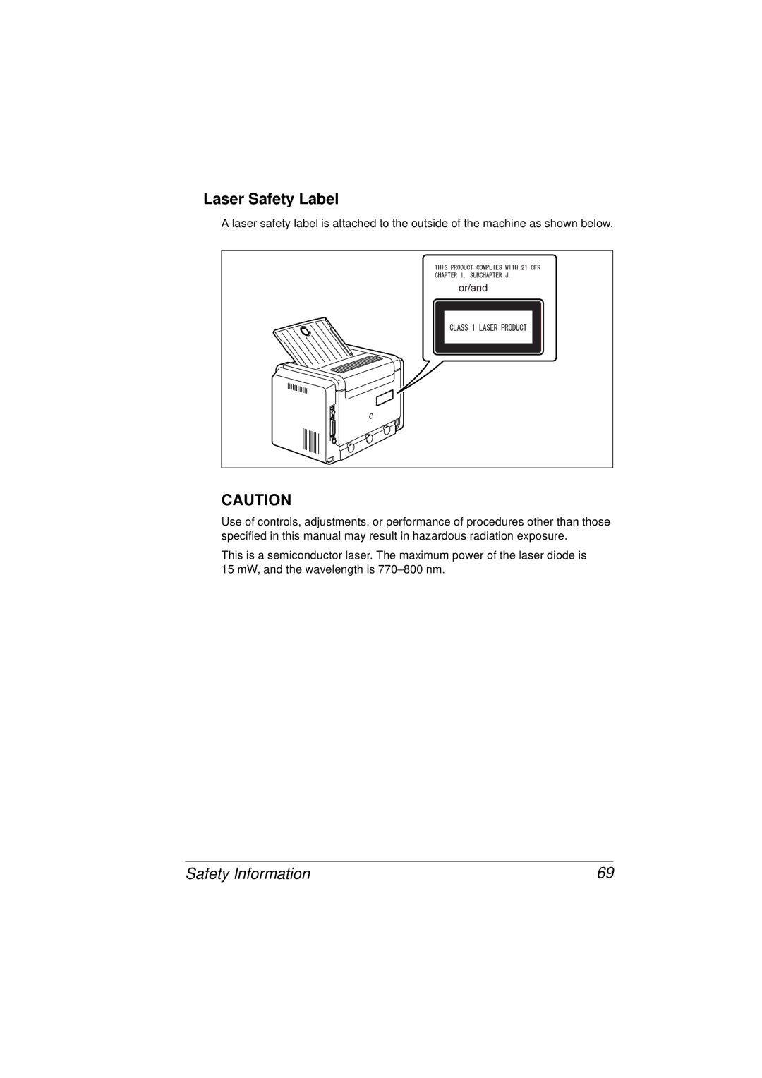 Tally Genicom 9316 manual Laser Safety Label 