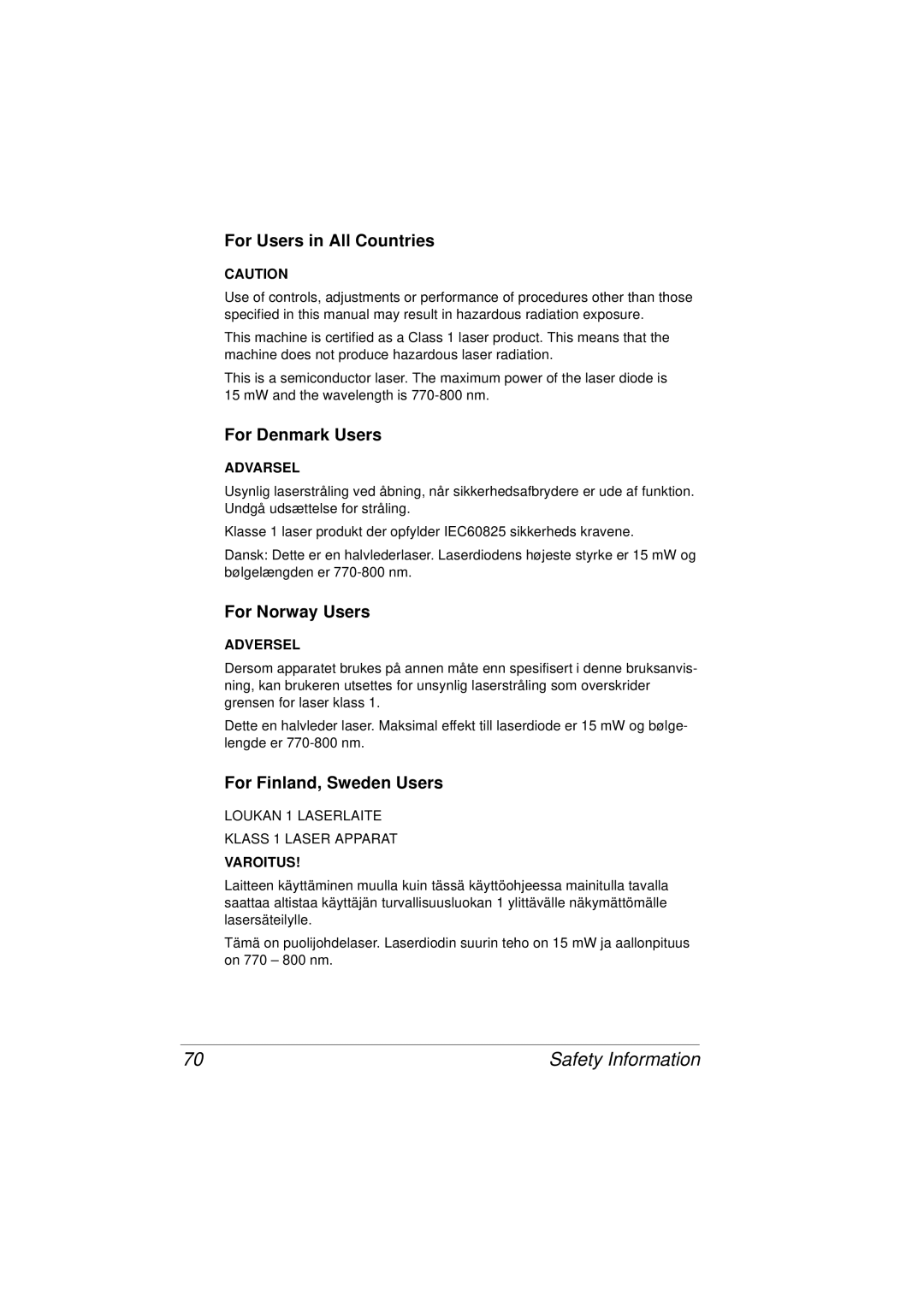 Tally Genicom 9316 manual For Users in All Countries 