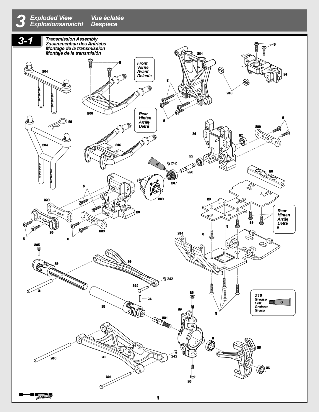 Tally Genicom I-12013-1 instruction manual Transmission Assembly, Montage de la transmission Montaje de la transmisión 