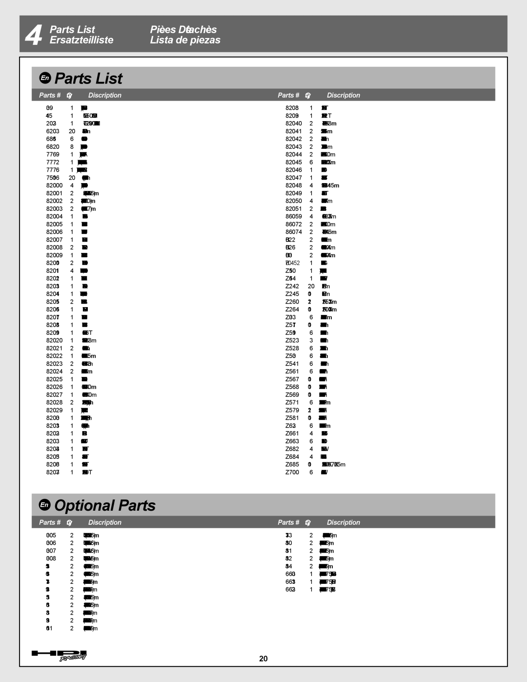 Tally Genicom I-12013-1 instruction manual En Parts List 