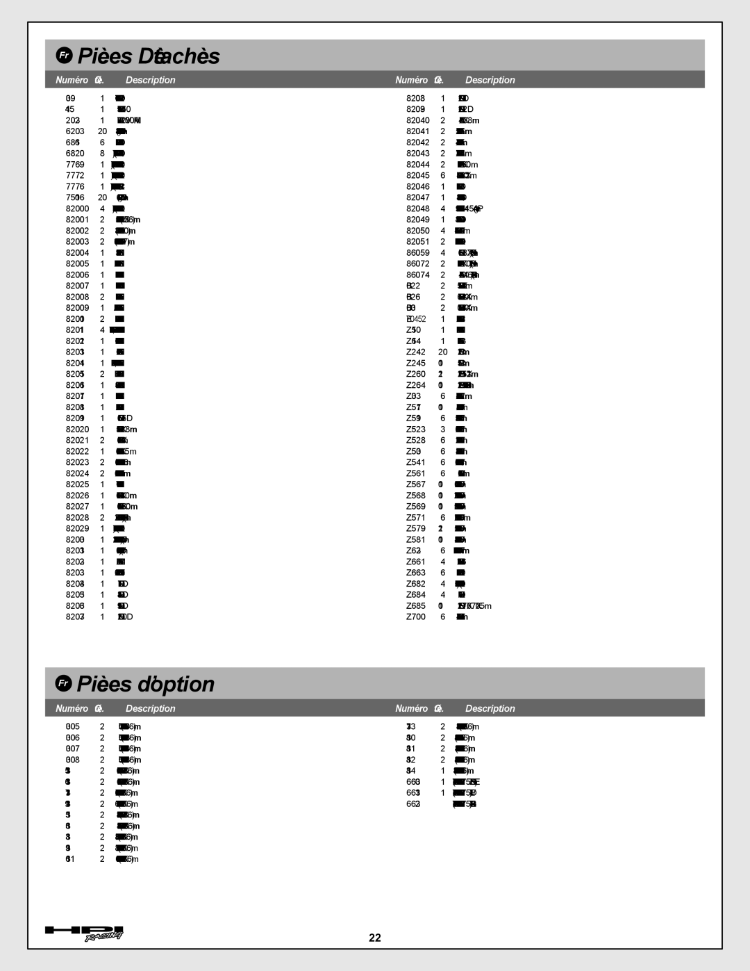 Tally Genicom I-12013-1 instruction manual Fr Pièces Dètachèes 