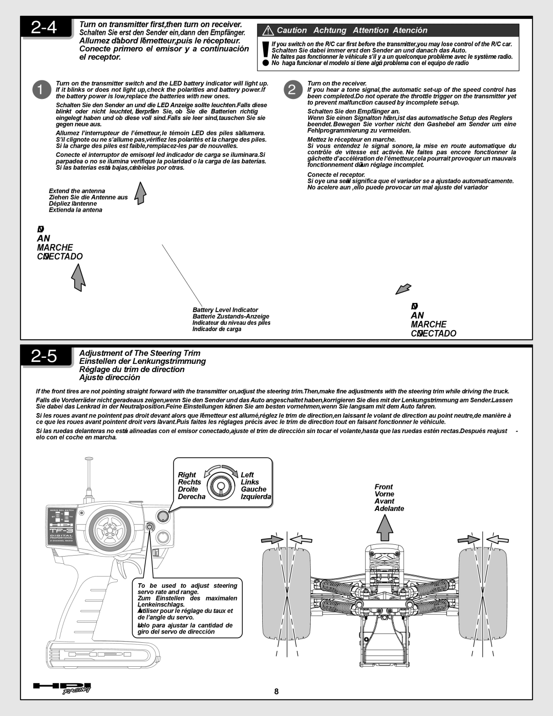 Tally Genicom I-12013-1 instruction manual Adjustment of The Steering Trim, Réglage du trim de direction Ajuste dirección 