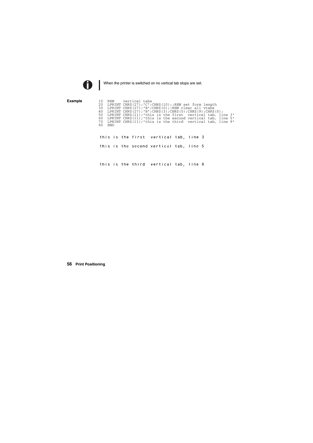 Tally Genicom Matrix Printer manual Vertical tabs 