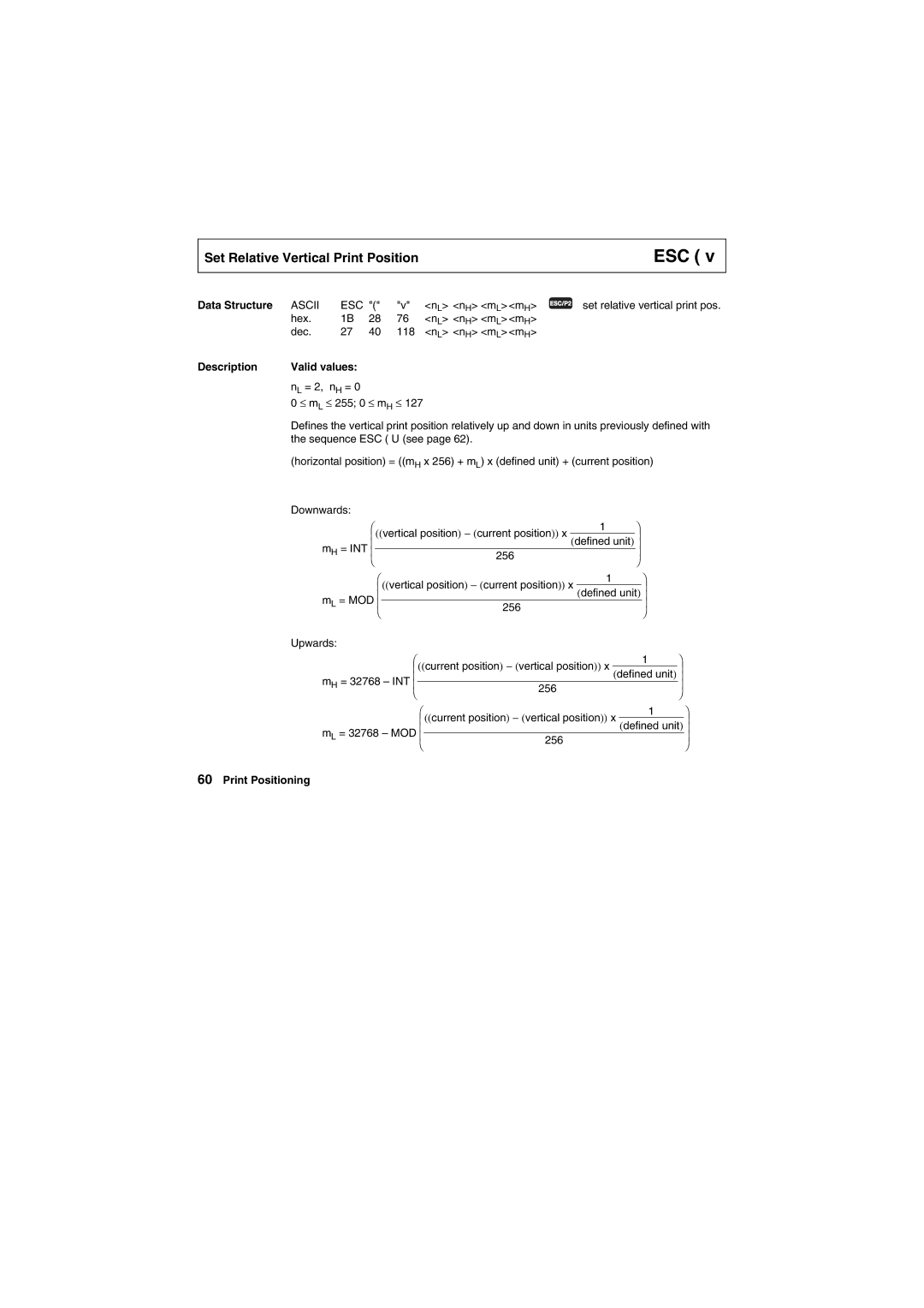 Tally Genicom Matrix Printer manual Set Relative Vertical Print Position 