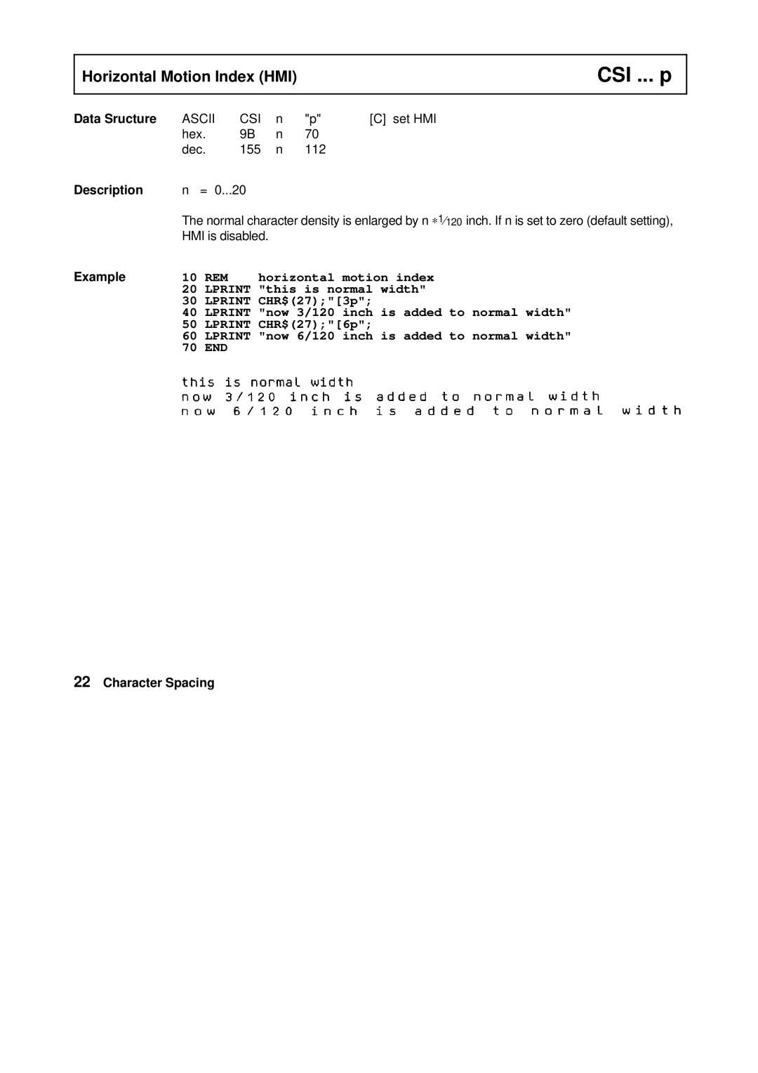 Tally Genicom Matrix Printer manual CSI ... p, Data Sructure 