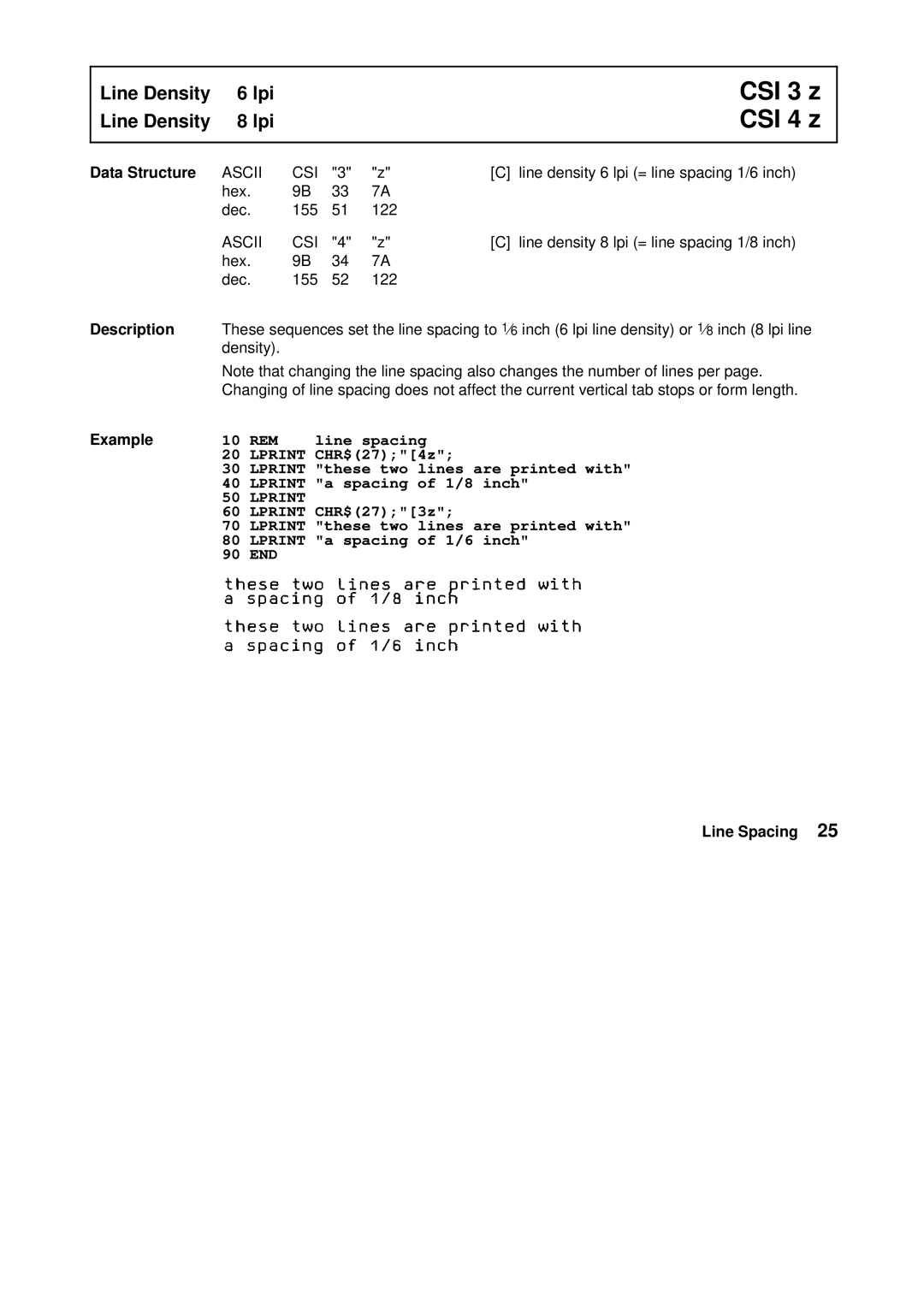 Tally Genicom Matrix Printer manual CSI 3 z, CSI 4 z 