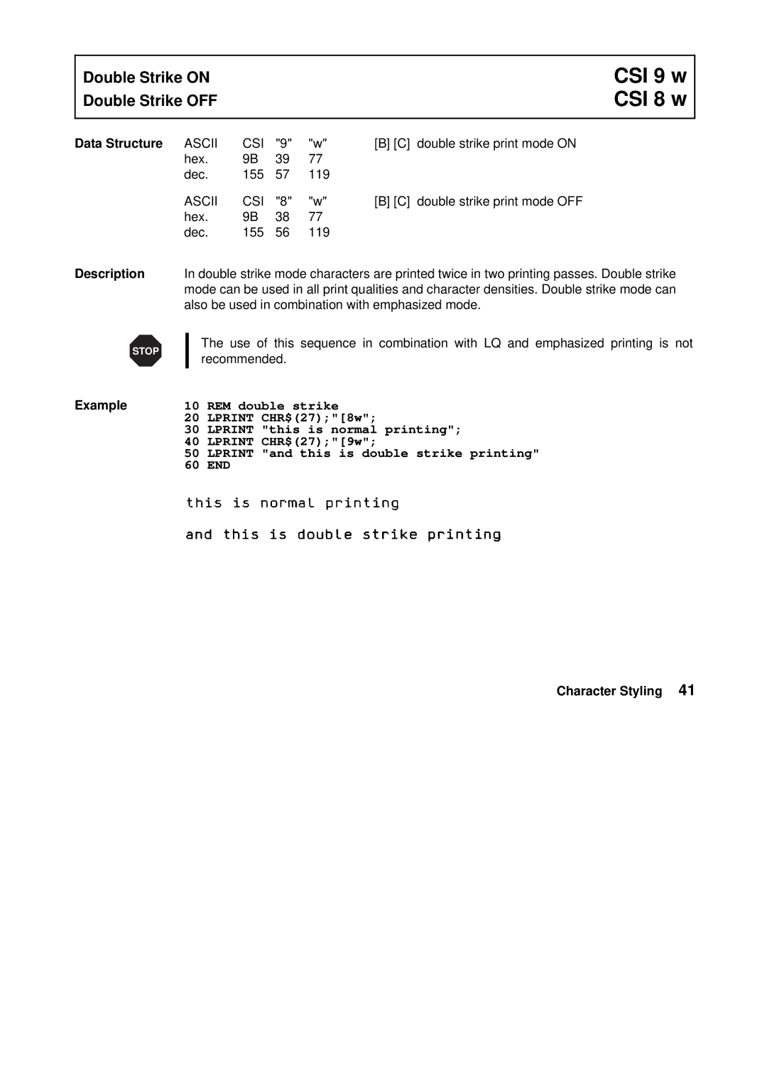 Tally Genicom Matrix Printer manual CSI 9 w CSI 8 w 