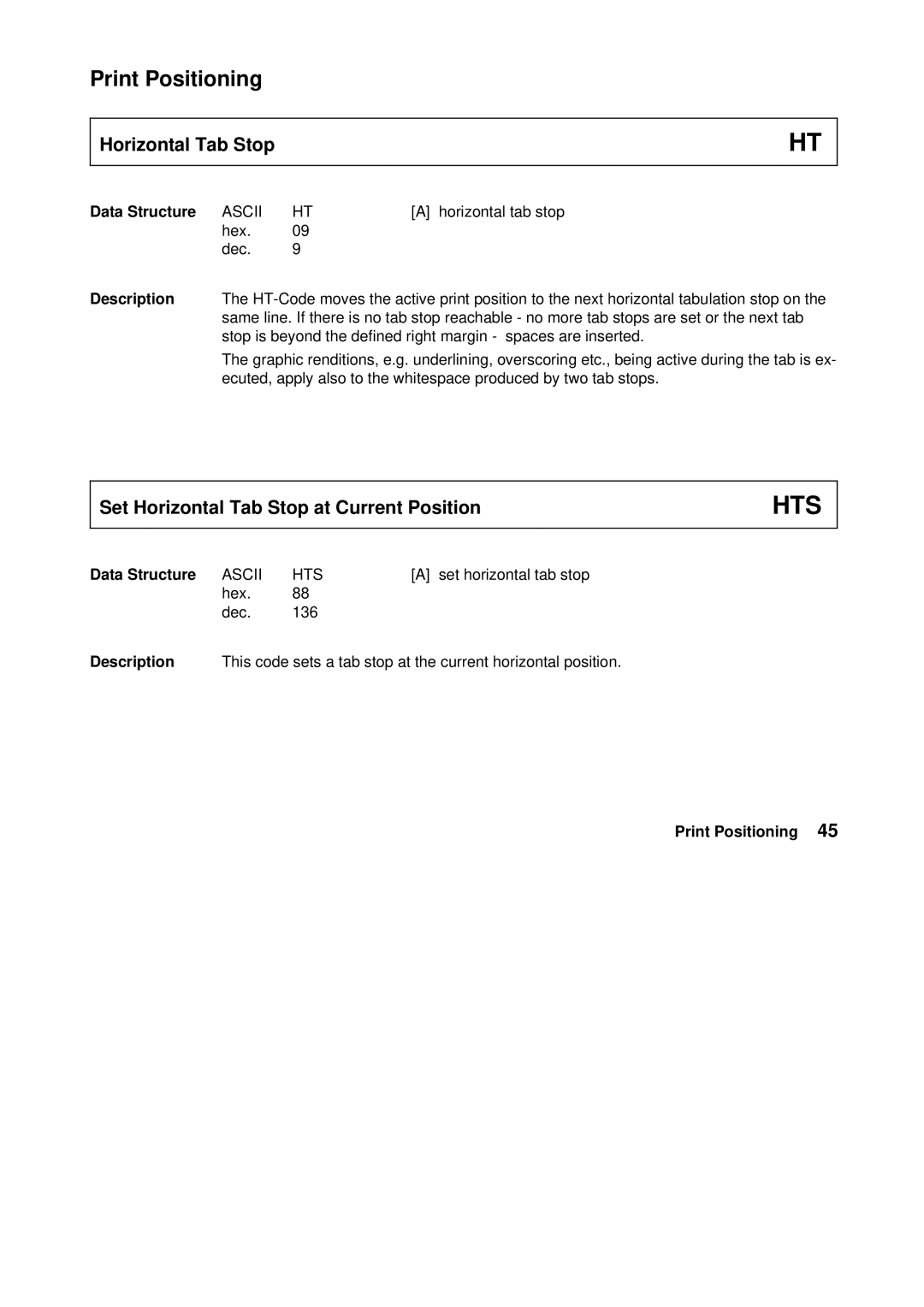 Tally Genicom Matrix Printer manual Hts, Ascii HTS 