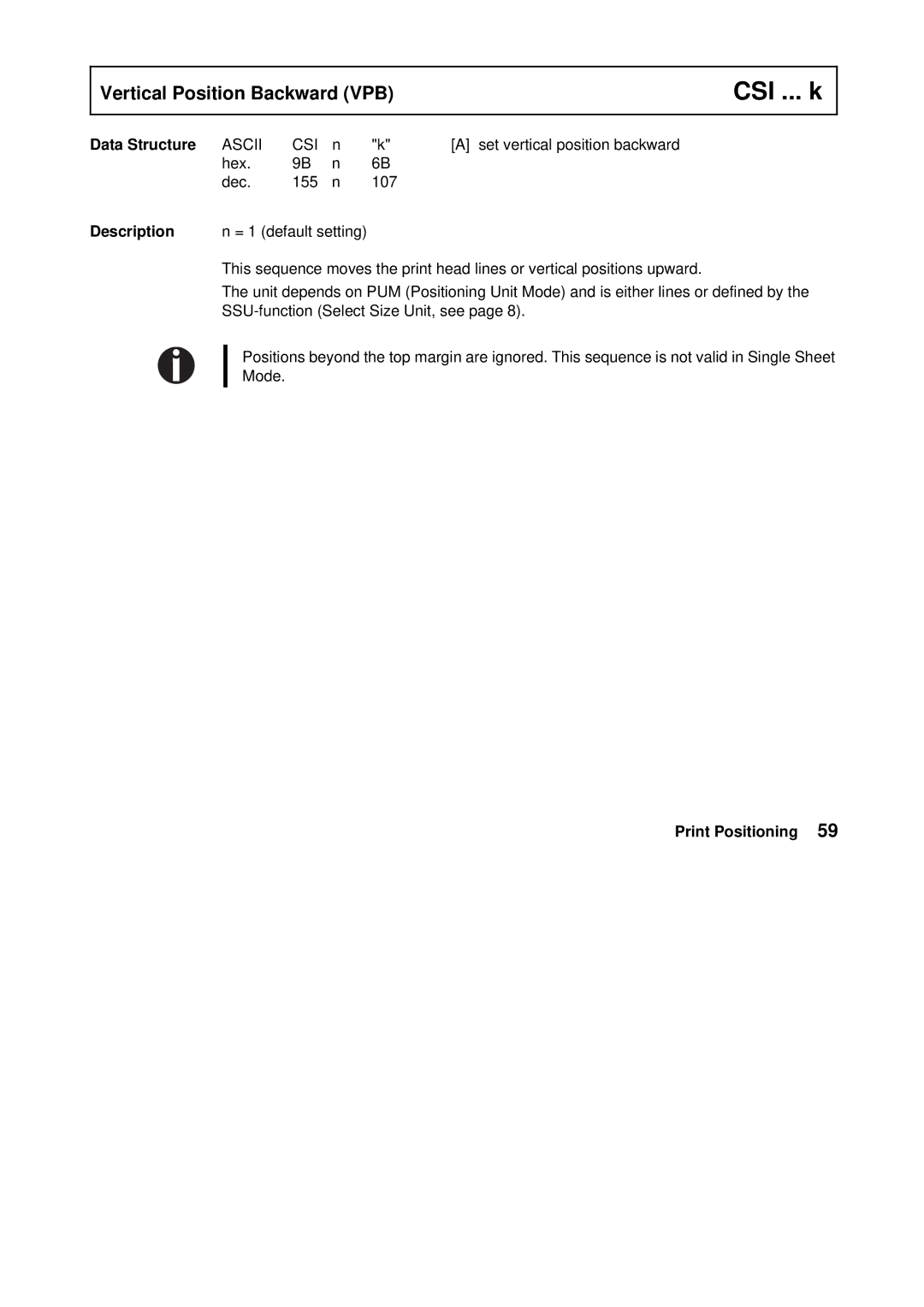 Tally Genicom Matrix Printer manual CSI ... k 