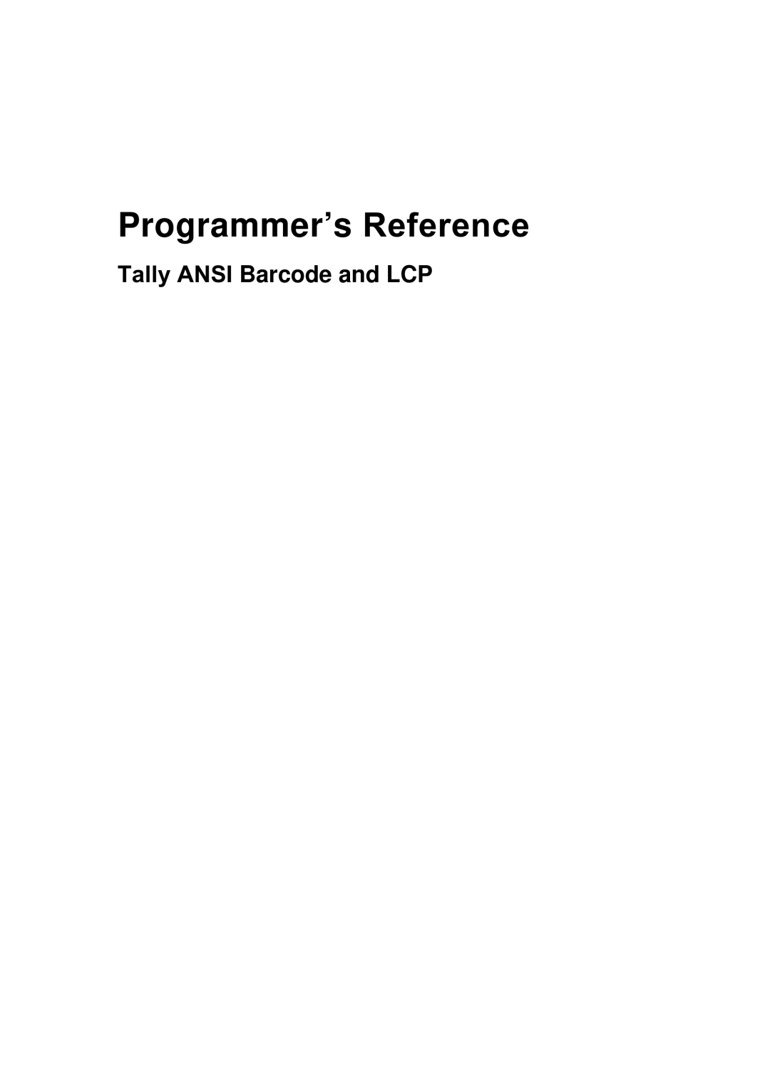 Tally Genicom Matrix Printer manual Programmer’s Reference 