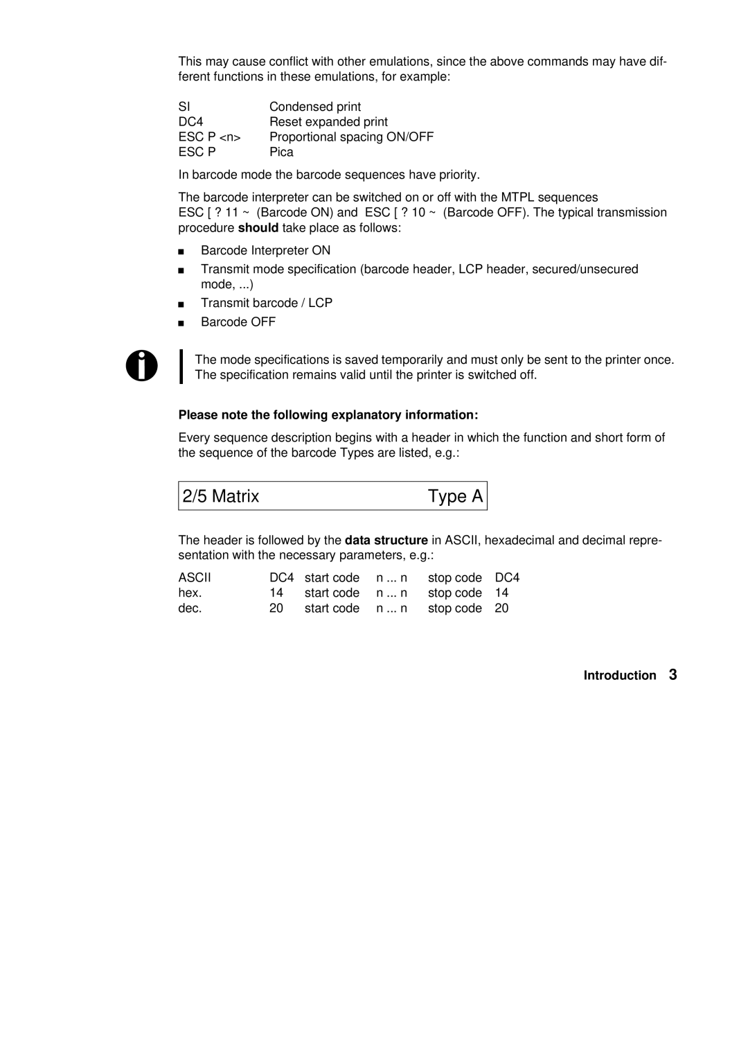 Tally Genicom Matrix Printer manual Matrix Type a, Please note the following explanatory information 