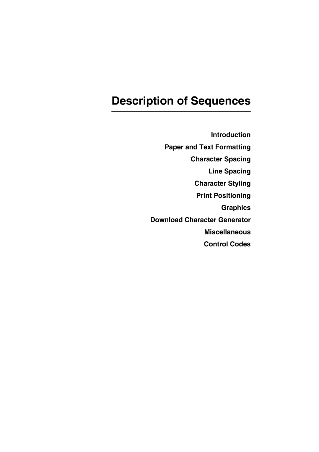 Tally Genicom Matrix Printer manual Description of Sequences 