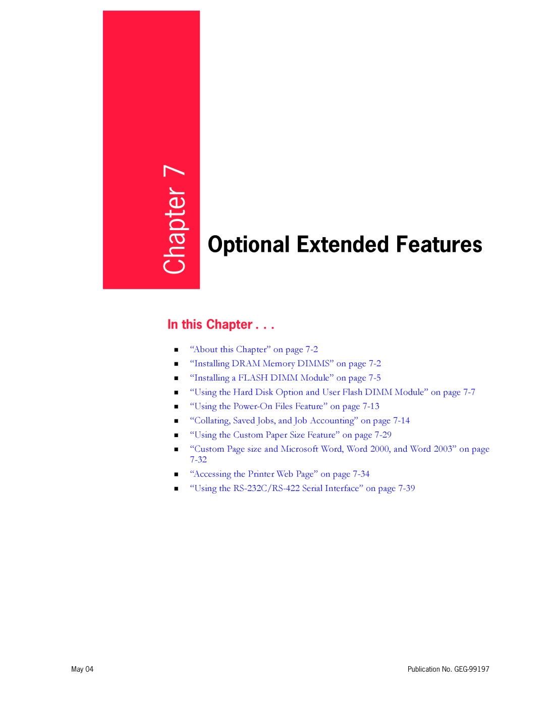 Tally Genicom mL450 user manual Optional Extended Features 