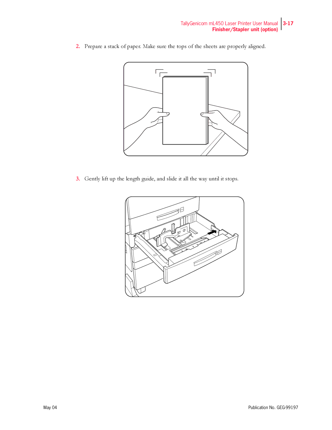 Tally Genicom mL450 user manual Finisher/Stapler unit option 