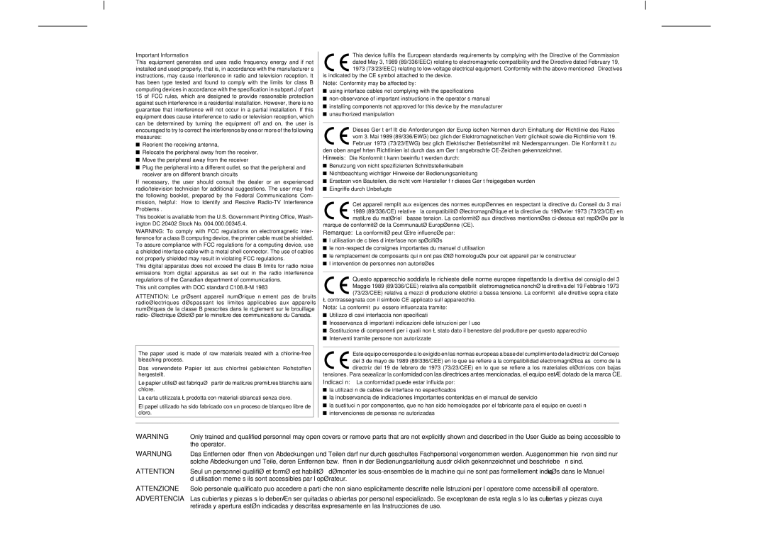 Tally Genicom T2250, T2150 manual Important Information 