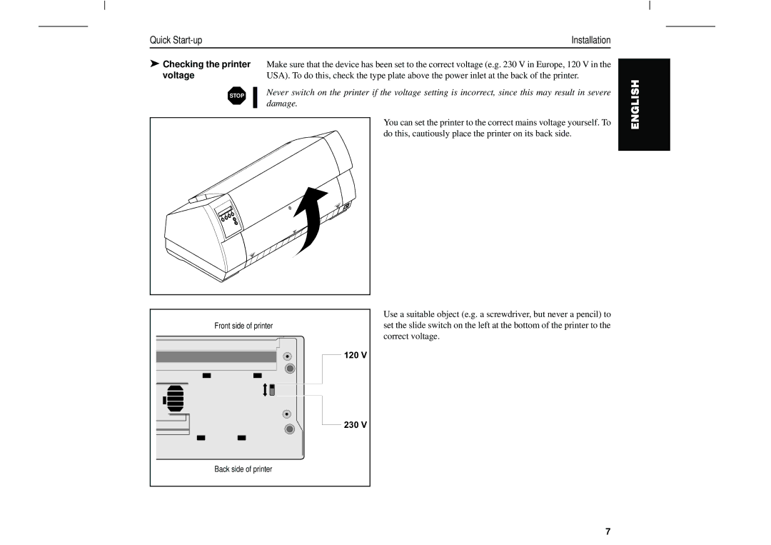 Tally Genicom T2150, T2250 manual Lisgne, Checking the printer voltage 